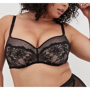 Torrid Curve Black Lace 360 Back Smoothing Full Coverage Bra 40DDD 40F Underwire